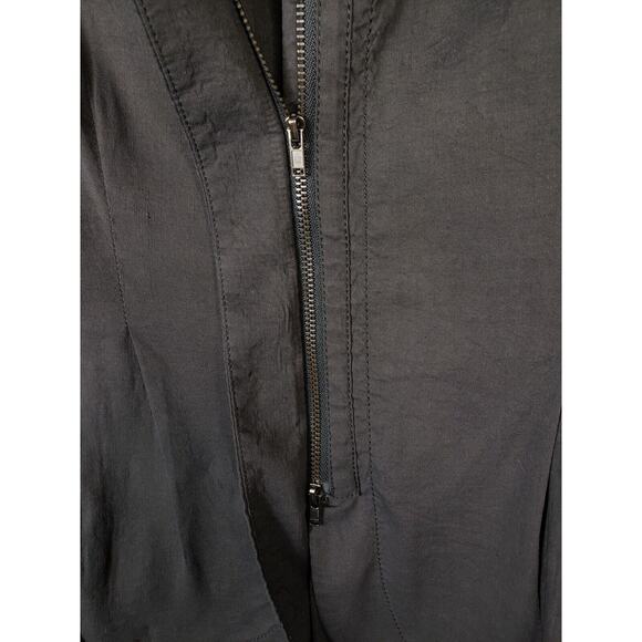 Eileen Fisher Blazer Womens XS Jacket Dark Gray Linen Cowl Neck Chic Full Zip - Picture 3 of 6